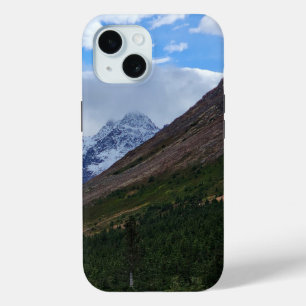 Coque Pour iPhone 15 Vallée de montagne enneigée, scène naturelle
