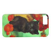 Coques Case-Mate iPhone Van Gogh Black Kitten Fleurs rouges (Dos (Horizontal))