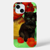 Coques Case-Mate iPhone Van Gogh Black Kitten Fleurs rouges (Verso)