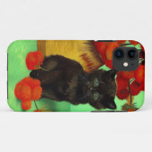 Coques Case-Mate iPhone Van Gogh Black Kitten Fleurs rouges (Dos (Horizontal))
