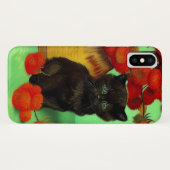 Coques Case-Mate iPhone Van Gogh Black Kitten Fleurs rouges (Dos (Horizontal))