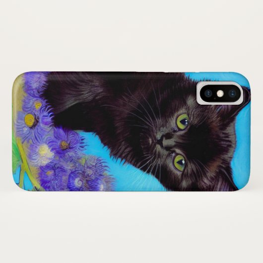 Coques Case-Mate iPhone Van Gogh Chat et fleurs (Dos (Horizontal))