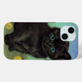 Coques Case-Mate iPhone Van Gogh Chat noir Fleurs jaunes (Verso (horizontal))
