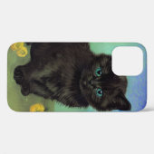 Coques Case-Mate iPhone Van Gogh Chat noir Fleurs jaunes (Verso (horizontal))