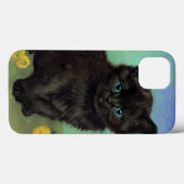 Coques Case-Mate iPhone Van Gogh Chat noir Fleurs jaunes (Verso (horizontal))
