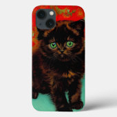Coques Case-Mate iPhone Van Gogh Chat noir Fleurs rouges (Verso)