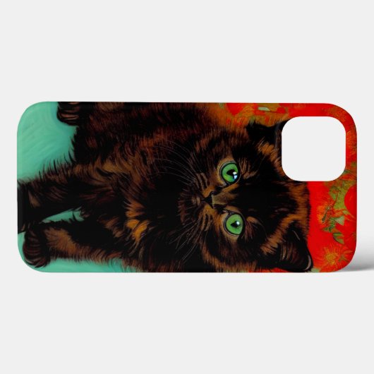 Coques Case-Mate iPhone Van Gogh Chat noir Fleurs rouges (Verso (horizontal))