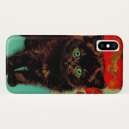 Coques Case-Mate iPhone Van Gogh Chat noir Fleurs rouges (Dos (Horizontal))