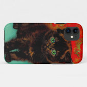 Coques Case-Mate iPhone Van Gogh Chat noir Fleurs rouges (Dos (Horizontal))
