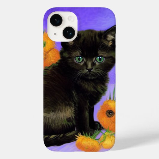 Coques Case-Mate iPhone Van Gogh Kitten noir avec des tournesols (Verso)