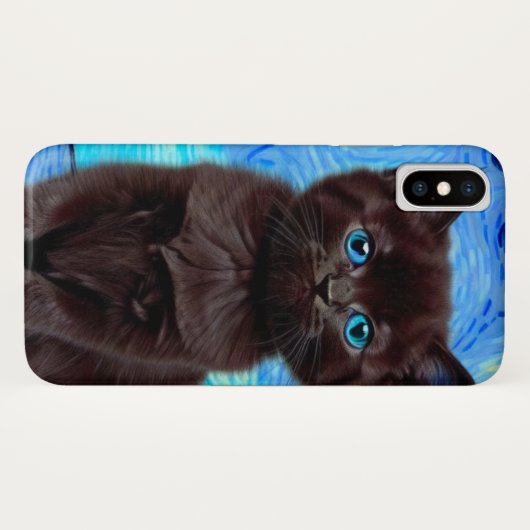 Coques Case-Mate iPhone Van Gogh Starry Night Black Cat (Dos (Horizontal))