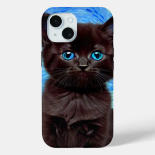 Coque Pour iPhone 15 Van Gogh Starry Night Black Cat