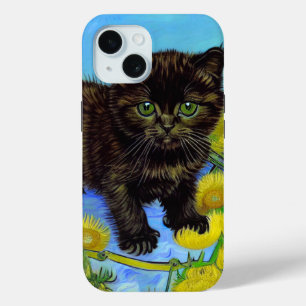 Coque Pour iPhone 15 Van Gogh Style Chat avec tournesol