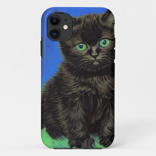 Coques Case-Mate iPhone Van Gogh Style Kitten noir (Dos)