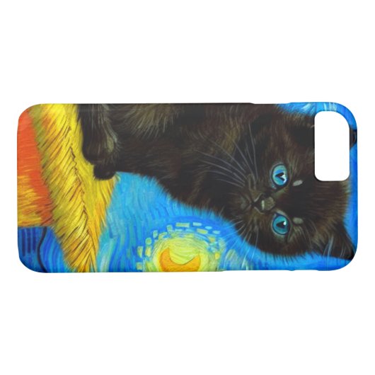 Coques Case-Mate iPhone Van Gogh Style Starry Night Cat (Dos (Horizontal))