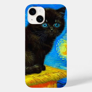 Coque Pour iPhone 14 Van Gogh Style Starry Night Cat