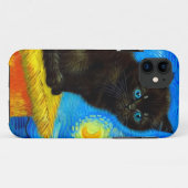 Coques Case-Mate iPhone Van Gogh Style Starry Night Cat (Dos (Horizontal))