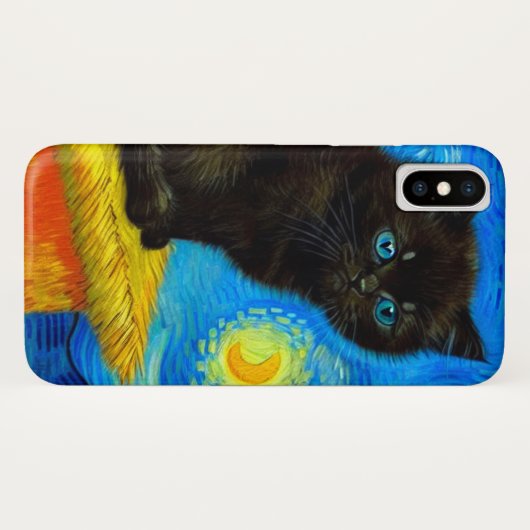 Coques Case-Mate iPhone Van Gogh Style Starry Night Cat (Dos (Horizontal))