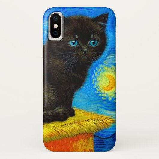 Coques Case-Mate iPhone Van Gogh Style Starry Night Cat (Dos)
