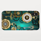Coques Case-Mate iPhone Veille bijoux Steampunk sur un Arrière - plan vert (Dos (Horizontal))