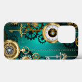 Coques Case-Mate iPhone Veille bijoux Steampunk sur un Arrière - plan vert (Verso (horizontal))