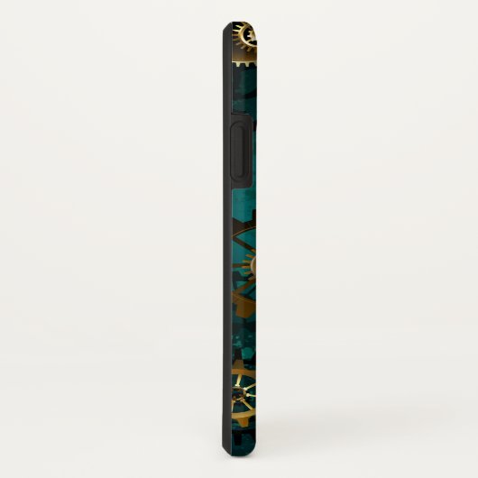 Coques Case-Mate iPhone Veille bijoux Steampunk sur un Arrière - plan vert (Dos/Droite)