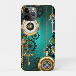 Case-Mate iPhone Case Veille bijoux Steampunk sur un Arrière - plan vert