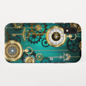 Coques Case-Mate iPhone Veille bijoux Steampunk sur un Arrière - plan vert (Dos (Horizontal))