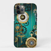 Coques Case-Mate iPhone Veille bijoux Steampunk sur un Arrière - plan vert (Dos)
