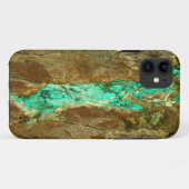 Coques Case-Mate iPhone Veine turquoise naturelle en pierre brune rugueuse (Dos (Horizontal))