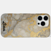 Coques Case-Mate iPhone Veines d'or en marbre gris (Verso (horizontal))