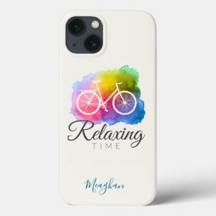 Case-Mate iPhone Case Vélo à motif aquarelle élégant avec monogramme