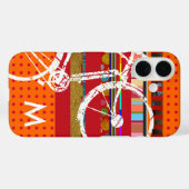 Coques Case-Mate iPhone Vélo, rayures et initiale personnalisée (Verso (horizontal))