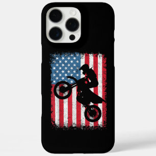 Coques iPhone 16 Pro Max Vélo Tout Terrain Drapeau Américain Motocross Bike