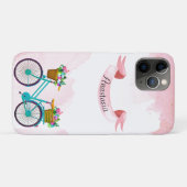 Coques Case-Mate iPhone Vélos à fleurs roses modernes (Dos (Horizontal))