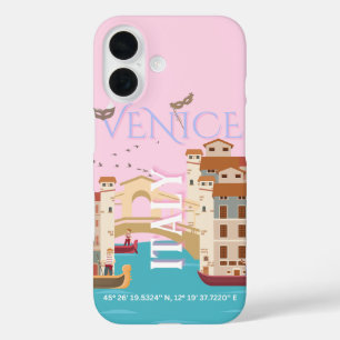 Coques iPhone 16 Venice Travel Art, Italie, Retro Travel Art