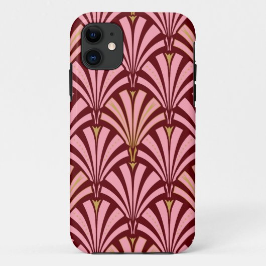 Coques Case-Mate iPhone Ventilateur Art déco motif - rose et marron (Dos)