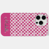 Coques Case-Mate iPhone Vérificateurs et coeurs roses (Verso (horizontal))