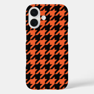 Coques iPhone 16 Vérification de la base de fonds noir orange