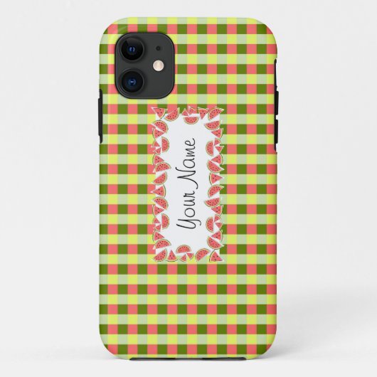 Coques Case-Mate iPhone Vérification de pastèque 'Nom' horizontal (Dos)