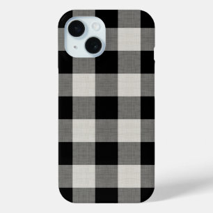 Coque Pour iPhone 15 Vérification du buffle noir rustique