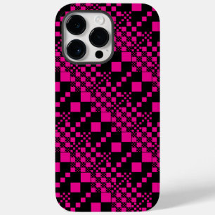 Coque Pour Pour iPhone 14 Pro Max Vérifié, Chèques - Magenta et Noir