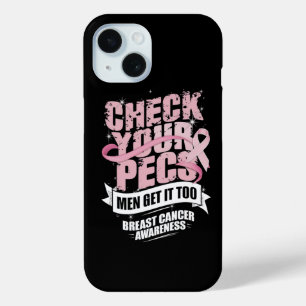 Coque Pour iPhone 15 Vérifiez votre Pecs Hommes Sensibilisation au canc