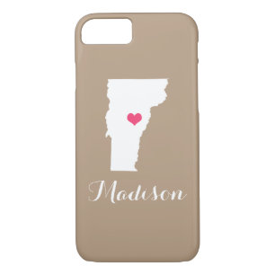 Coques Pour iPhone Vermont Heart Mocha Brown Personnalisé Monogramme