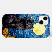 Coques Case-Mate iPhone Verre tendu Chat noir Starry nuit (Verso (horizontal))