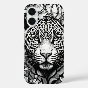 Coques iPhone 16 Verre tendu Léopard noir et blanc