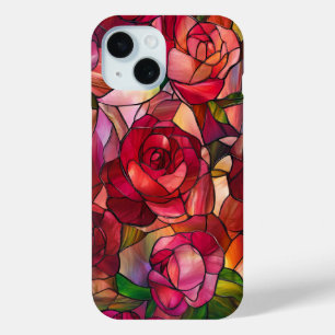 Coque Pour iPhone 15 Verre Trait Rose Jardin Art Pour Les Amateurs De N