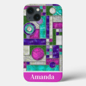 Coques Case-Mate iPhone Verre Turquoise Art déco rose (Verso)