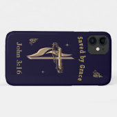 Coques Case-Mate iPhone Verset biblique sauvé par Grace (Dos (Horizontal))