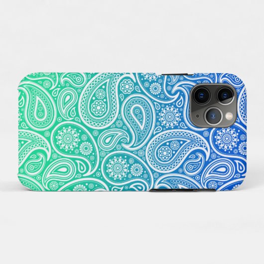 Coques Case-Mate iPhone Vert à bleu ombre cachemire blanc (Dos (Horizontal))